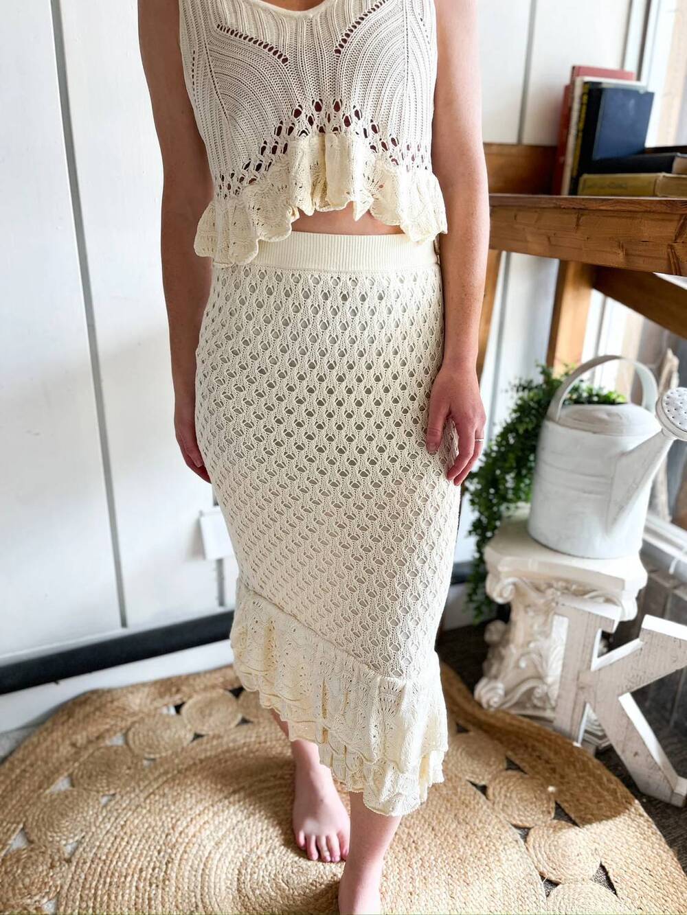 NEW BEACH RIOT polly skirt in ivory